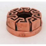 Jones Brothers tin-lined copper Greek Key mould, stamped