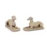 Pair cast-stone whippet garden figures (2pcs)