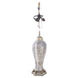 Louis XVI style silverplate urn, converted to lamp