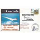 British Airways Official signed Concorde flown cover. London, Lisbon, 21 Sept. 1981, flown GBOAB,