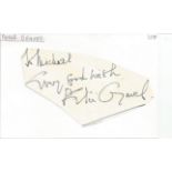 Peter Graves irregularly shaped autograph to Mike fixed to 6 x 4 white card. Good Condition. All