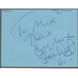 Steve Wright DJ signed album page. Dedicated. Good Condition. All signed items come with our
