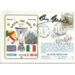 Billy Bremner and Roger Kenyon signed Everton v A C Milan Dawn football cover. Good Condition. All