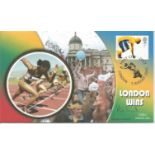 Georgina Harland signed London Wins Benham single stamp official FDC. Good Condition. All signed