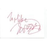 Twiggy signed 6 x 4 white card to Mike or Michael. Good Condition. All signed items come with our