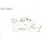 Omar Sharif irregularly shaped autograph to Mike fixed to 6 x 4 white card, scruffy. All signed