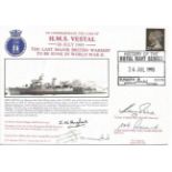 Harry Pine, Gordon Round, S N Hughes, Peter Connold signed HMS Vestal navy cover. Series Six no