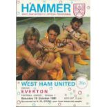 West Ham United V Everton, Programme Dated 10.10.81, The Front Cover Depicts Bonds, Cross And