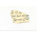 Bernard Lee irregularly shaped autograph to Mike fixed to 6 x 4 white card, scruffy. All signed