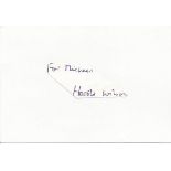 Harold Wilson irregularly shaped autograph to Mike fixed to 6 x 4 white card. Good Condition. All