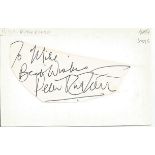 Peter Rutherford irregularly shaped autograph to Mike fixed to 6 x 4 white card. Good Condition. All