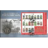 Magnus Mills signed The Transportation Phenomenon coin FDC PNC. Isle of Man 1 crown coin inset. 15/