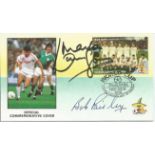Bob Paisley and Mark Lawrenson signed 1986 St Vincent World Cup football FDC. Comes with Autografica
