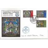 Dean of Canterbury signed Canterbury Cathedral stained glass 1971 Christmas FDC. Good Condition. All