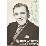 Eamonn Andrews signed 6 x 4 b/w photo to Mike. Good Condition. All signed items come with our