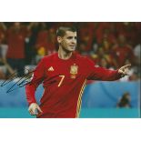 ALVARO MORATA Chelsea signed in-person Spain 8x12 Photo. Good Condition. All signed items come