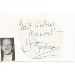 Gordon Jackson irregularly shaped autograph to Mike fixed to 6 x 4 white card. Good Condition. All