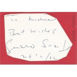 Gerald Scarfe irregularly shaped autograph to Mike fixed to 6 x 4 white card. Good Condition. All