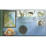 Chris Packham signed Pondlife coin FDC PNC. Republic of Bosnia and Herzegovina coin inset. Barnes