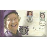 Sir Rex Hunt signed HM Queen Elizabeth II 75th birthday coin FDC PNC. Falkland Island coin inset.