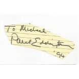 Paul Eddington irregularly shaped autograph to Mike fixed to 6 x 4 white card. Good Condition. All