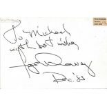 Faye Dunaway signed 6 x 4 white card to Mike or Michael. Good Condition. All signed items come