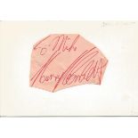 Harry H Corbett irregularly shaped autograph to Mike fixed to 6 x 4 white card. Good Condition.