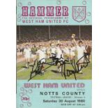 West Ham United V Notts County, Programme Dated 30.08.80, The Front Cover Depicts Pike, Allen And