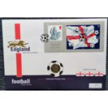 England £1 coin FDC. £1 coin inset. 21/5/02 Wembley postmark. Good Condition. All signed items