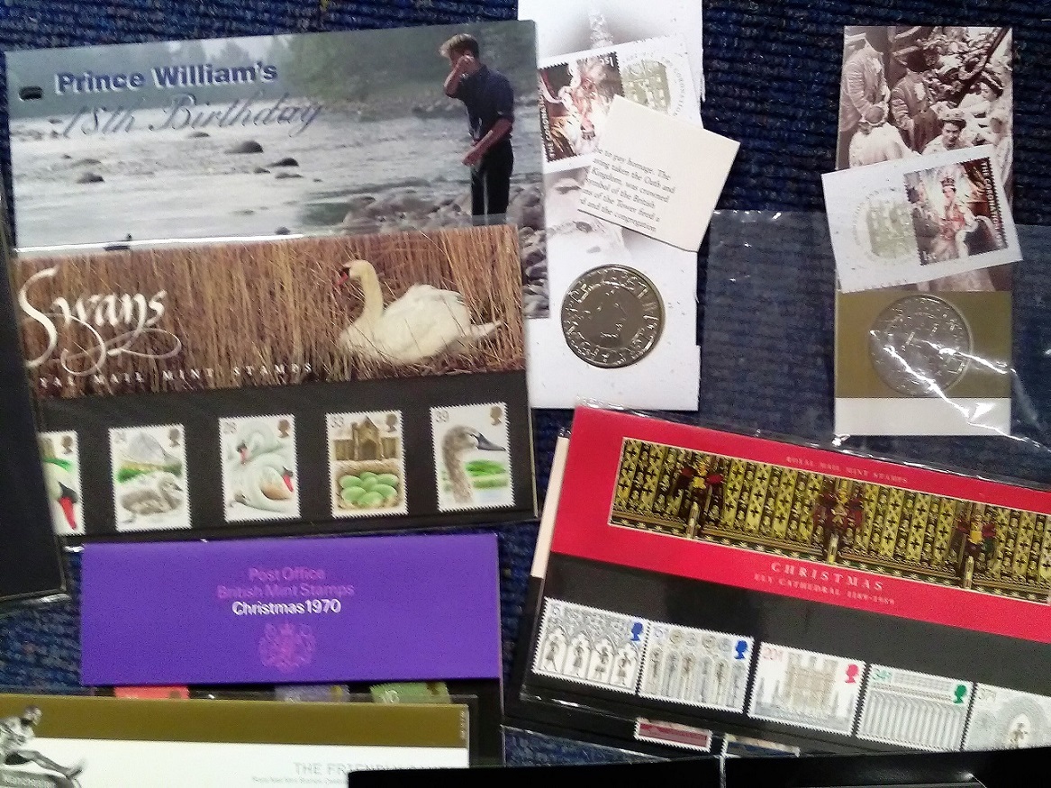 Assorted stamp and telephone card souvenir pack collection. 12 items mainly GB. Does include 2 £5 - Image 3 of 4