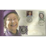 HM Queen Elizabeth II 75th birthday coin FDC PNC. Falkland Island coin inset. Double postmarked 21/