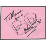 Brian Poole signed album page. Dedicated. lead singer of 1960s beat band the Tremeloes. Good