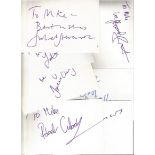 Actors, actresses signed 6x4 white index card collection. 35 + cards. Dedicated to Mike or