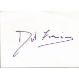 Dick Francis author signed 6 x 4 white card to Mike or Michael. Good Condition. All signed items