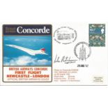 British Airways Official signed Concorde flown cover. Newcastle, London, 28 Aug. 1982, flown