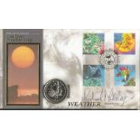 Richard Madeley signed Weather - 150th anniv of the first weather map coin FDC PNC. Gibraltar 1