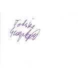 George Best signed 6 x 4 white card to Mike. Good Condition. All signed items come with our