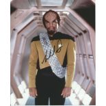 Michael Dorn signed 10 x 8 colour Star Trek The Next Generation photo. Good Condition. All signed