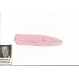 Sir Michael Redgrave irregularly shaped autograph to Mike fixed to 6 x 4 white card. Good Condition.