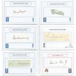 Cricket card signed collection, legends Tom Graveney, Townsend, Tattersall, Insole. 6 cards in