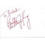 Billy Jean King Tennis autograph to Mike signed to 6 x 4 white card. Good Condition. All signed