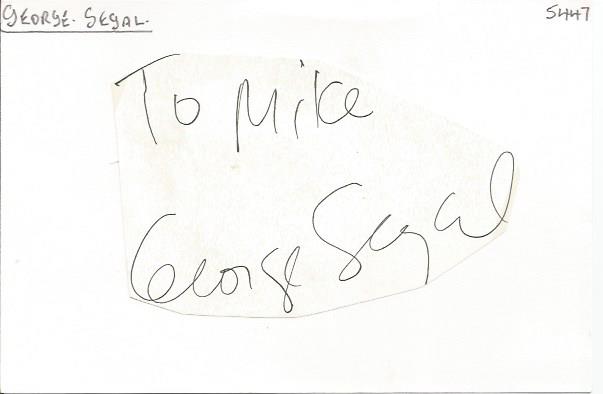 George Sewell irregularly shaped autograph to Mike fixed to 6 x 4 white card. Good Condition. All
