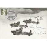 Three WW2 Tirpitz Raiders signed 1979 Lancaster Association Postcard. Good Condition. All signed