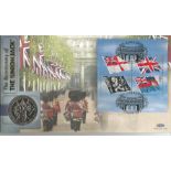 Flags and Ensigns Union Jack Benham 2001 official coin FDC PNC. C01/92 Miniature stamp sheet with