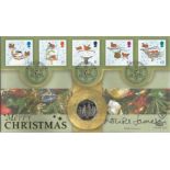 Louise Jameson signed Christmas Robins 2001 Benham official coin FDC PNC. C01/94 full set of