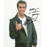 Henry Winkler signed 10x8 colour photo Fonz from Happy Days. Dedicated to Harry. Good Condition. All