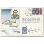 WW2 fighter legend Sir Douglas Bader DSO DFC signed on his own Historic aviators cover. Good