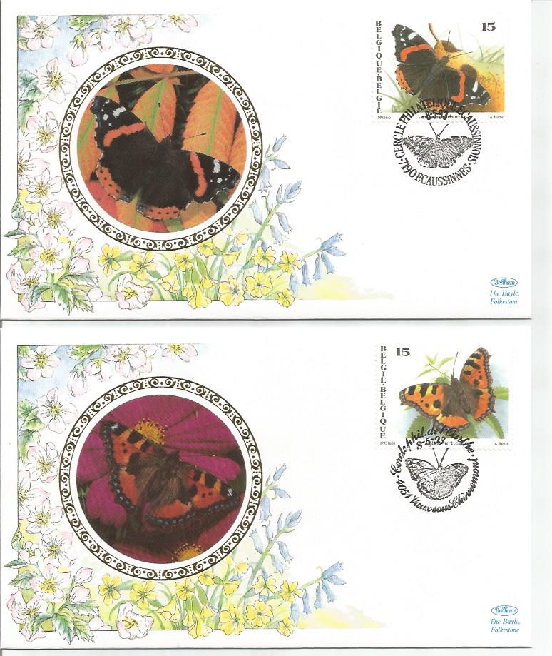 Butterfly Benham FDC collection. 26 covers in burgundy Benham album. Good Condition. All signed