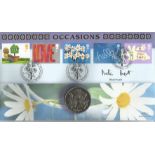 Nicola Paget signed Occasions 2002 Benham official coin FDC PNC. C02/97 full set of stamps with 1