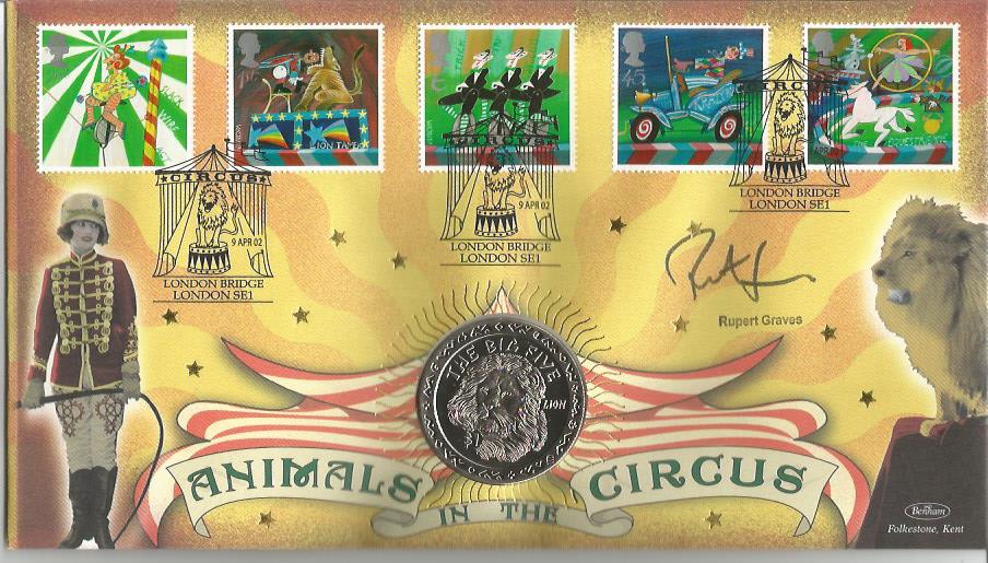Rupert Graves signed Circus 2002 Benham official coin FDC PNC. C02/99 full set of stamps with 2001
